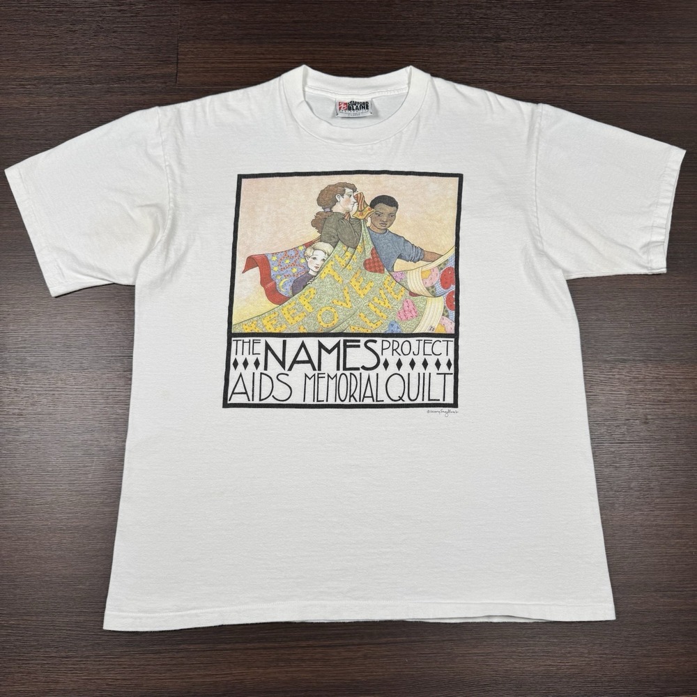 Vintage 90s The Names Project Aids Memorial Quilt Shirt - Mary Engelbreit - XL